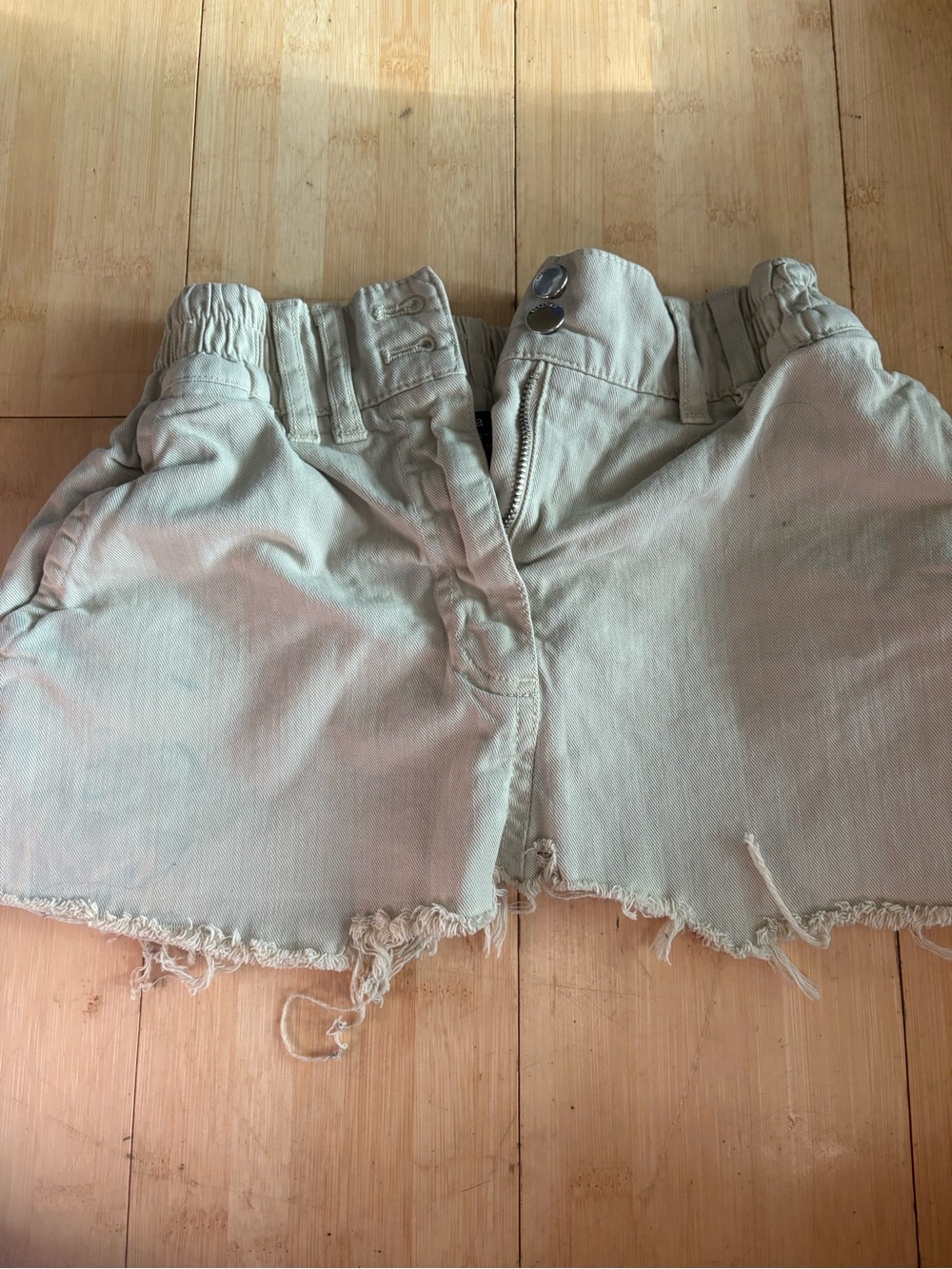 Bershka Light Mint High-Waist Frayed Denim Skirt